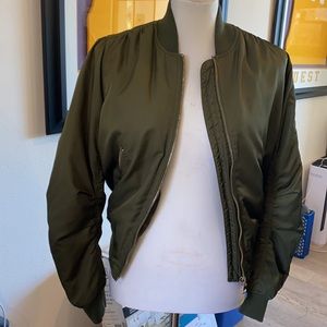 TOPSHOP olive green bomber jacket